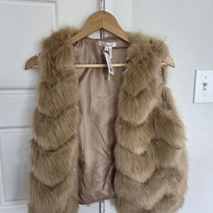 a'gaci Faux Fur Vest in Tan